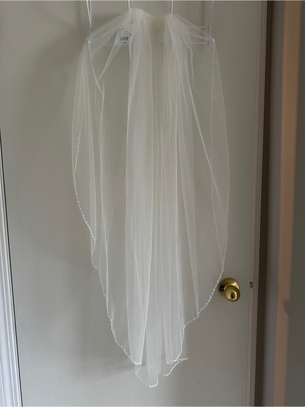 David's Bridal Ivory Bridal Veil with Beaded Edge